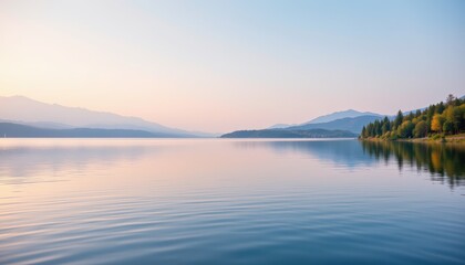Fototapeta premium Serene Lake with Mountain Backdrop