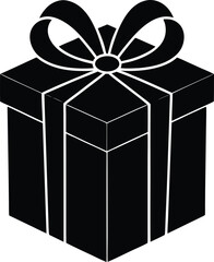 Black silhouette gift box with bow vector illustration