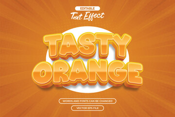Tasty orange editable text effect with cartoon text style