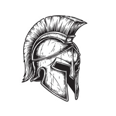 Intricate vector illustration of a Spartan warrior helmet, ideal for historical and strong themes.