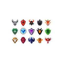 different mystical beast crest icons set 