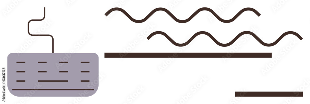 Poster abstract lines representing radio waves and wireless signals near a rectangular device outline. idea