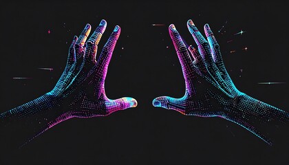 Two hands reaching upward, digital art