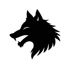 Obraz premium Black wolf head vector illustration roaring silhouette graphic