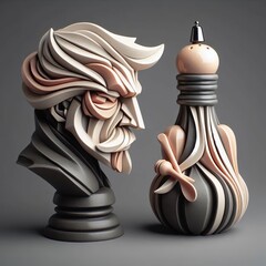 Sculptural Salt and Pepper Shakers Unique artistic salt and pepp