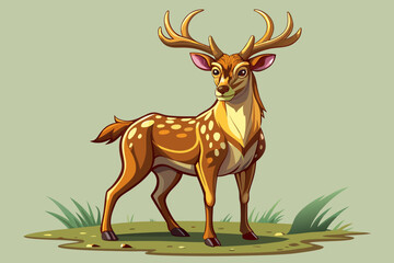 vector of Isolated deer with huge stature standing on light background...