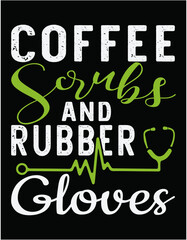 Fototapeta premium Coffee Scrubs and Rubber Gloves - printable editable vector art file.