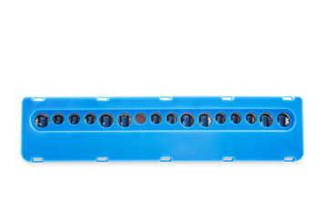 Electrical terminal block on a white isolated background
