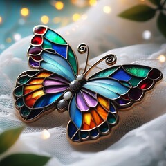 StainedGlass Butterfly Brooch