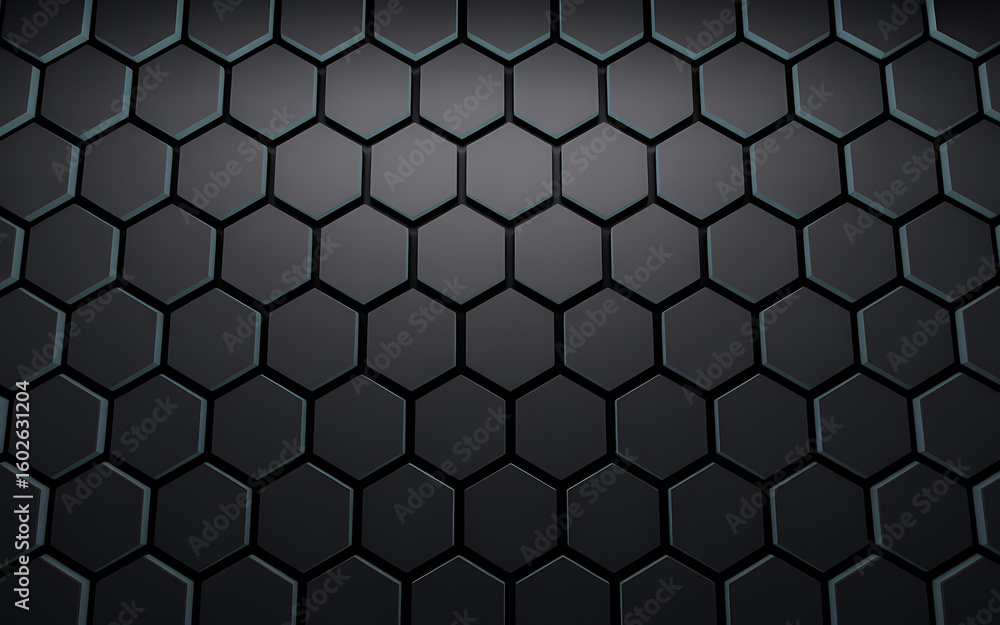 Poster dark textured hexagonal pattern with subtle lighting and shadow effects