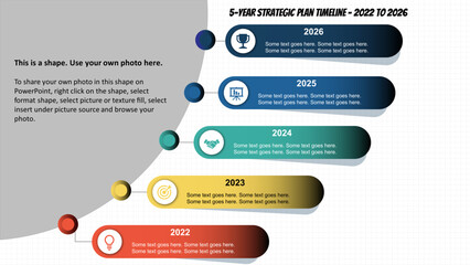 Vertical Timeline Infographic with Yearly Milestones from 2022 to 2026 – Gradient Color Business Plan Template