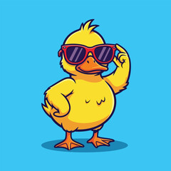 Cute cartoon duck wearing sunglasses, posing with a cool expression.