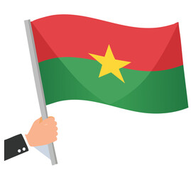 West African Flag of Burkina Faso on Flagpole with National Colors
