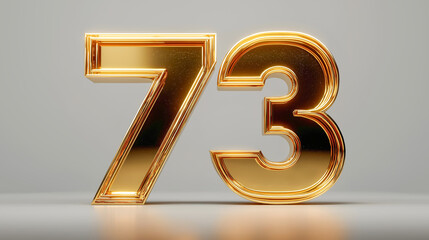 Obraz premium Modern display of gold number 73 on the white background