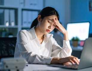 残業で疲労している女性 Generated image
