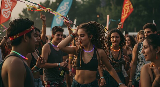 People dancing at a festival