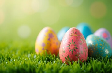Fototapeta premium easter eggs in grass
