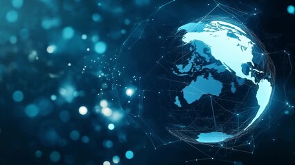 Global connectivity is showcased through a digital representation of Earth and animated data points highlighting information flow - Powered by Adobe