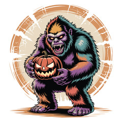 Bigfoot Halloween Vector Illustration – Spooky Sasquatch Monster Graphic for Fall, Horror, and Holiday Designs