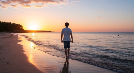 Sunset beach stroll