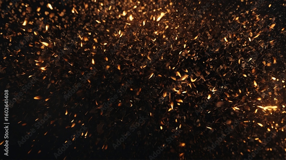 Poster an abstract close-up of glowing sparks and embers, creating a mesmerizing display of warmth and ener
