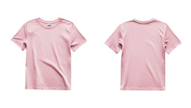 Light pink short-sleeved t-shirt, front and back views