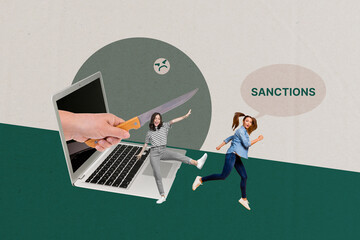 Modern sanctions crisis collage symbols showing how global sanctions influence job market...