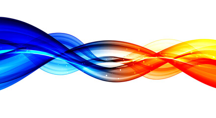 Abstract Blue Orange Swirls Flowing Waves With Sparkles On White Background yellow