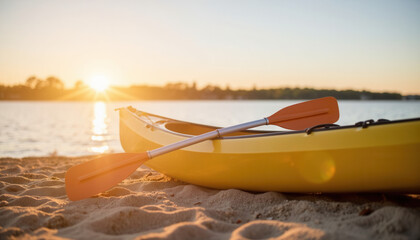 Paddle resting on a canoe