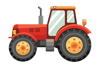 Fototapeta premium Illustration of a Modern Red Tractor Ideal for Agriculture and Farming Projects and Creative Design Elements on White Background
