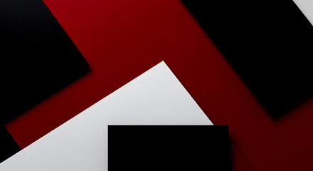 Abstract geometric composition with sharp edges in red black and white shapes