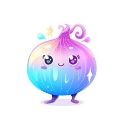 Fototapeta premium Cute, kawaii onion character with vibrant colors