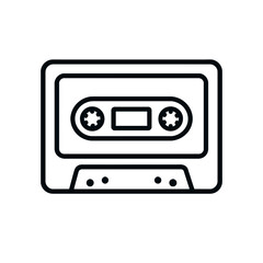 Fototapeta premium Cassette tape icon in retro line style symbolizing vintage music and audio