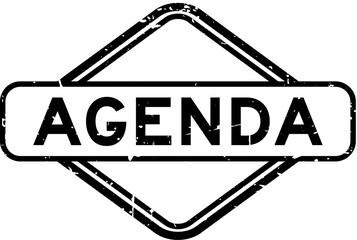 Grunge black agenda word rubber seal stamp on white background