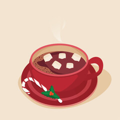 Hot Cocoa Drink Vector Illustration – Cozy Winter Beverage with Marshmallows