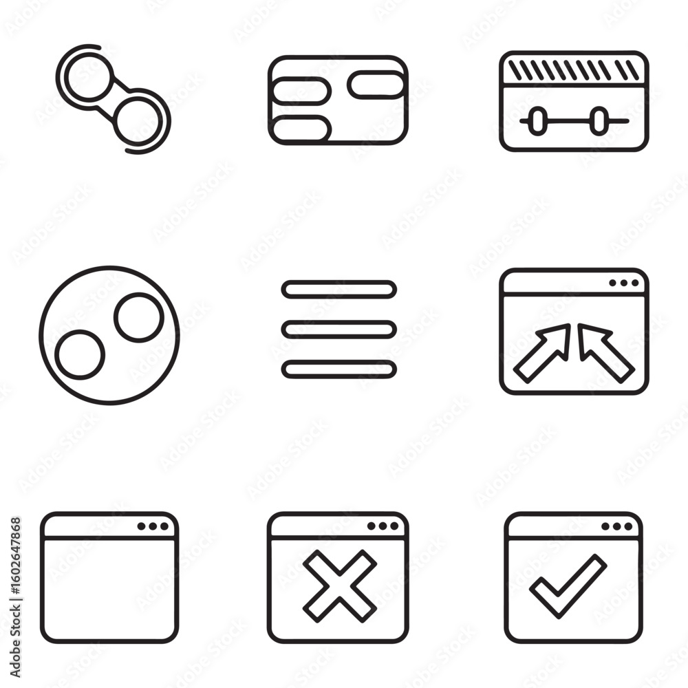 Aufkleber Simple vector icon set representing interface elements and basic ui design options