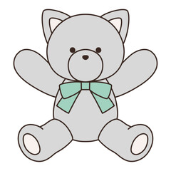 Obraz premium リボンをつけたかわいい猫のぬいぐるみのベクターイラスト。ねこ、アイコン