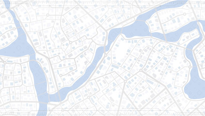 Abstract city map blends delicate urban grids with topographic lines and river. Minimalist style and layered effect. Vector illustration background