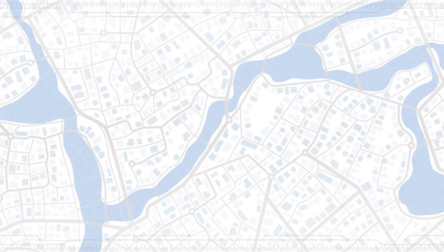 Fototapeta Abstract city map blends delicate urban grids with topographic lines and river. Minimalist style and layered effect. Vector illustration background