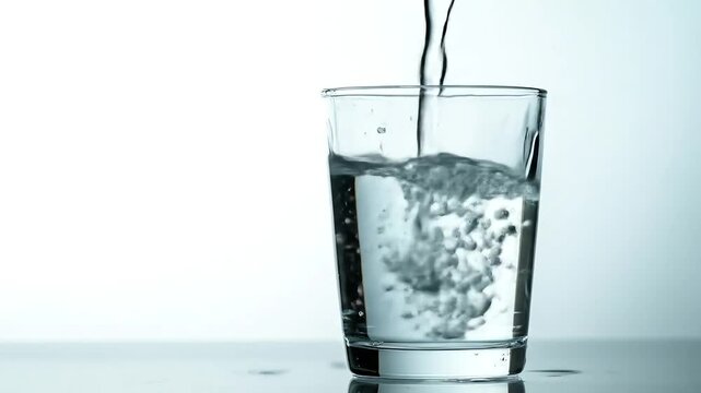 A vibrant splash of pure water erupts from a clear drinking glass, symbolizing hydration and energy.