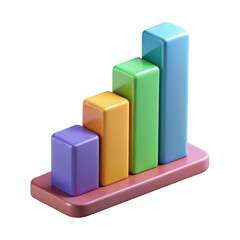 3d bar chart with increasing values isolated on transparent background