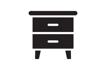 Nightstand icon silhouette vector with white background
