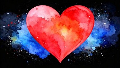 Watercolor Heart in Space: Abstract Love Illustration