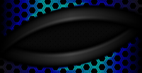 geometry gradient overlap background with hexagon on shiny blue