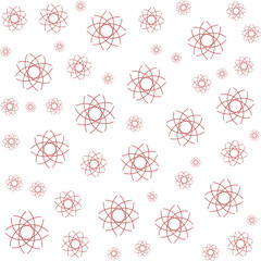 Atomic Red Pattern in Seamless Tile, Transparent seamless pattern, red line art, Retro-modern visual design