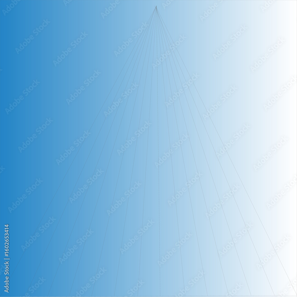 Poster conceptual pyramid form made from tension lines, fading into a blue-to-white gradient