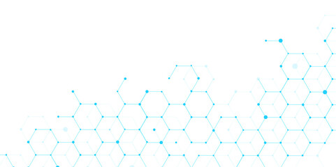 Science network pattern blue Hexagonal abstract background. Big Data Visualization structure elements . Health care and science medical pattern innovation. Template design with concept Dots and lines.