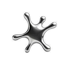 Chrome splash abstract liquid shape with shiny metallic surface and smooth texture, futuristic design with reflective highlights