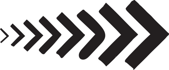 Black chevron arrows increasing in size from left to right
