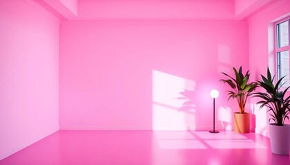 Soft, diffused pink light illuminating a blank space,  design,  dreamy